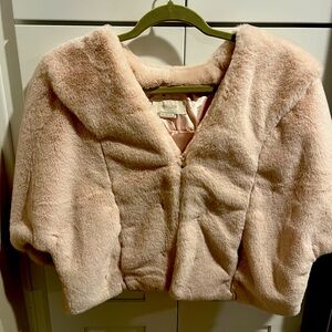 BHLDN Pink Faux Fur Jacket